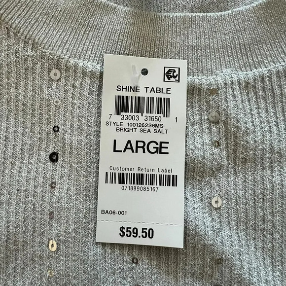 NWT Alfani Women’s Large Sequin Embellished Crewneck Long Sleeve Sweater - Picture 4 of 6